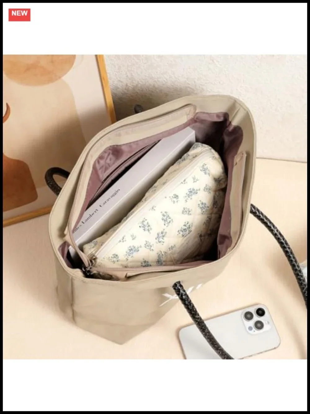 Quilted Cotton Makeup Bag Set of 2 Floral Large Travel Toiletry Organizer